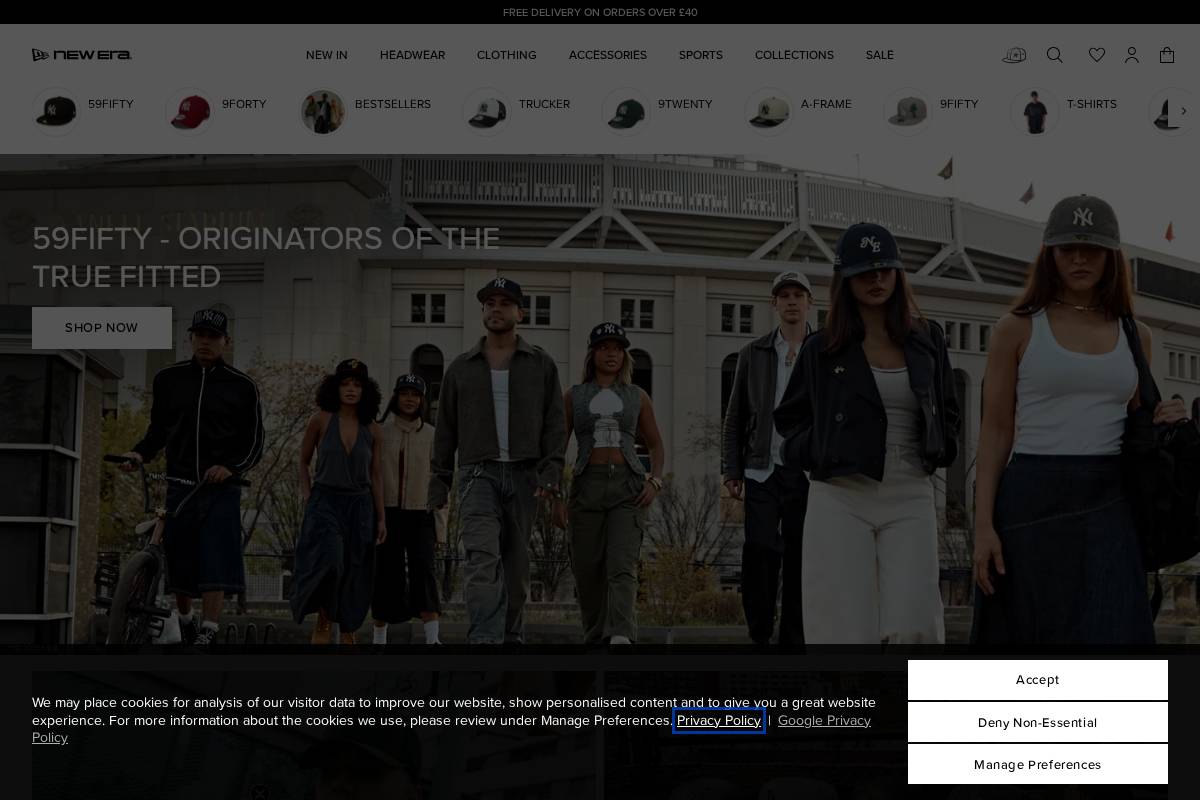 New Era Cap Europe homepage screenshot