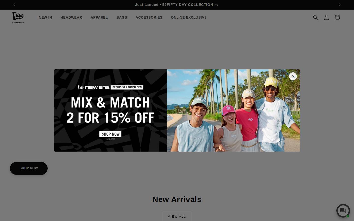 New Era Cap homepage screenshot