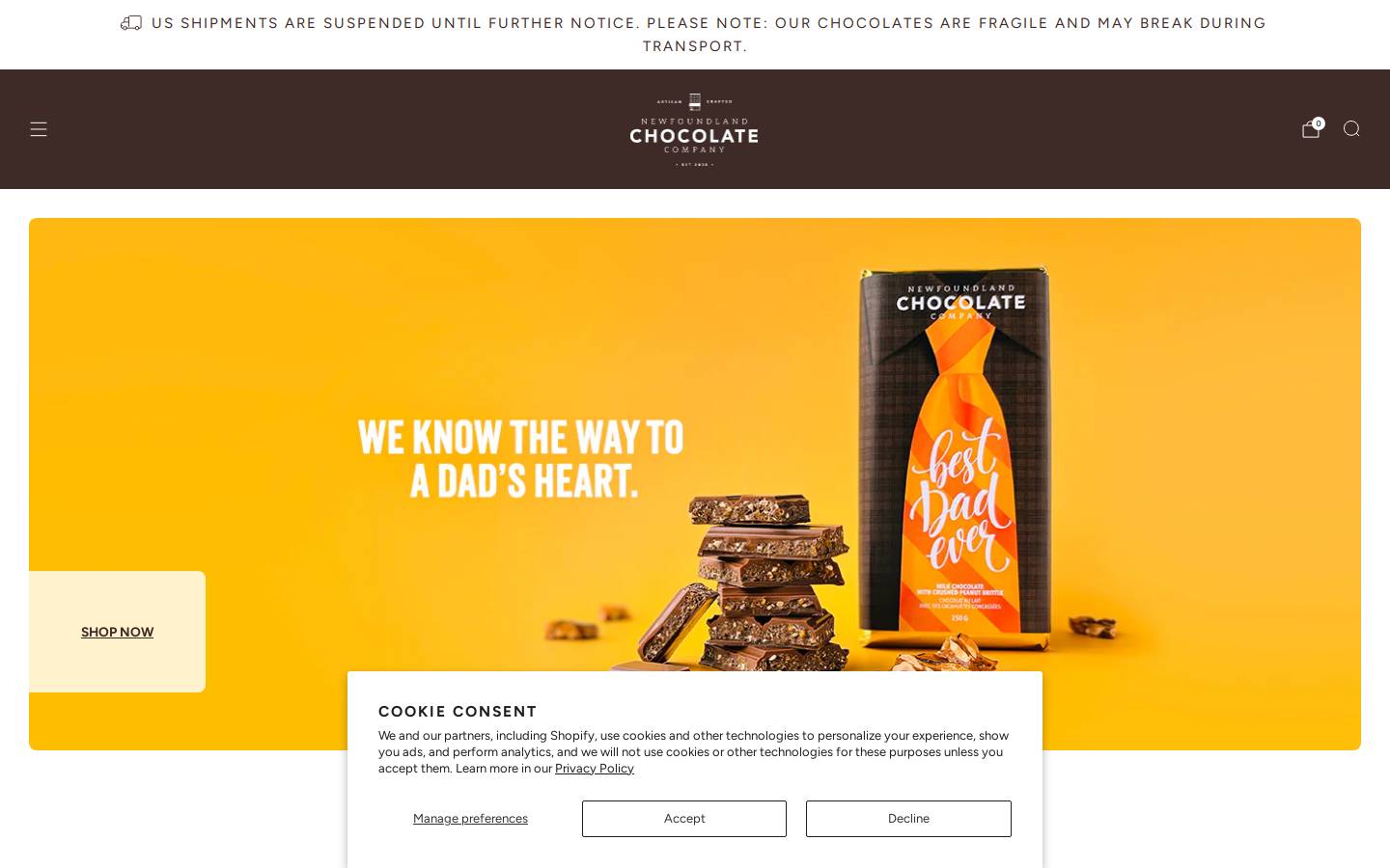 newfoundlandchocolatecompany.com homepage screenshot