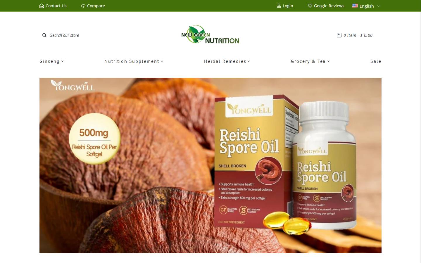 New Green Nutrition homepage screenshot