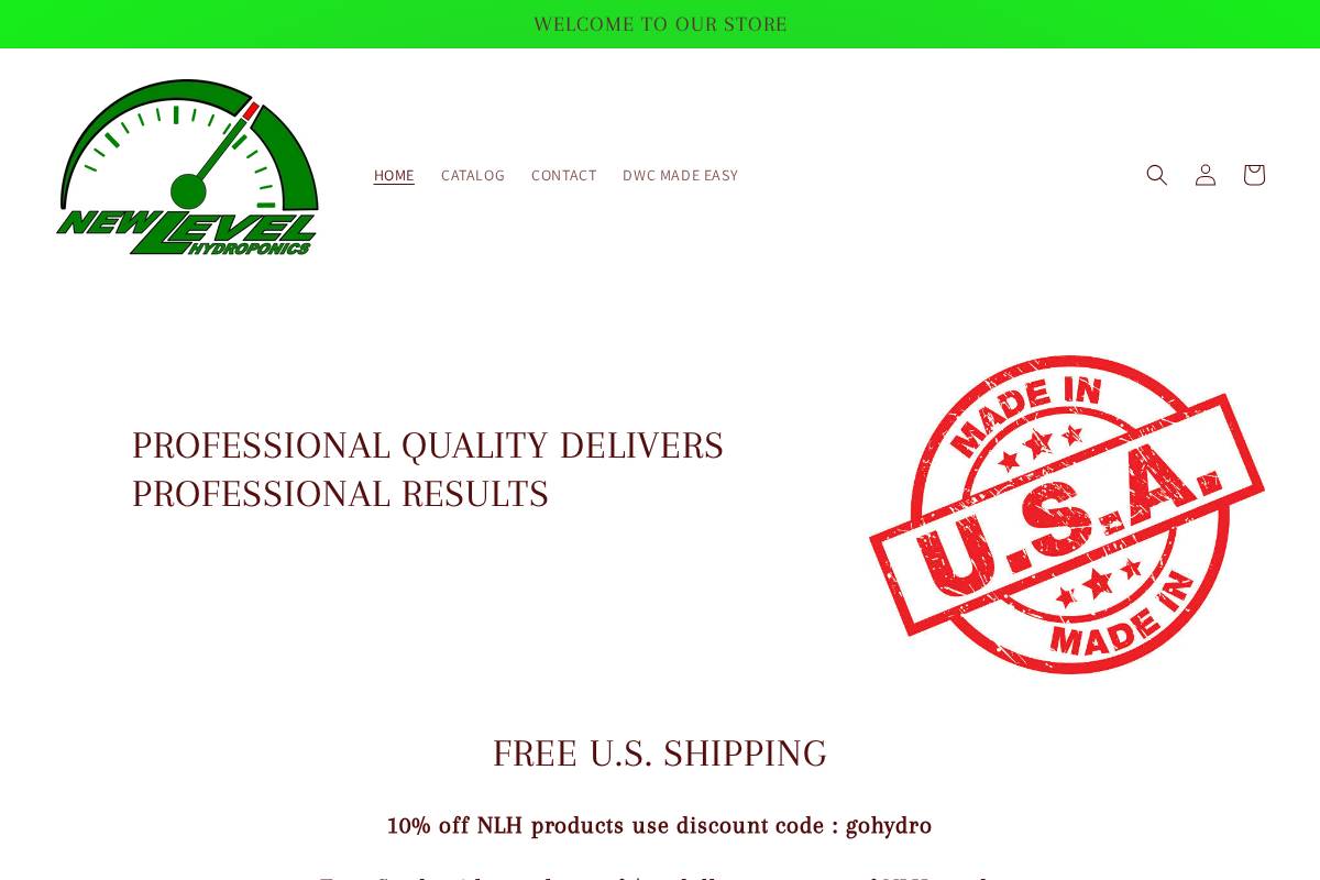 newlevelhydro.com homepage screenshot