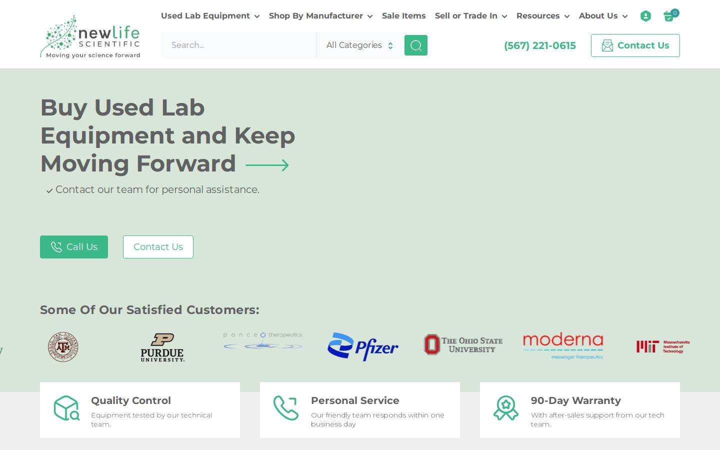 newlifescientific.com homepage screenshot