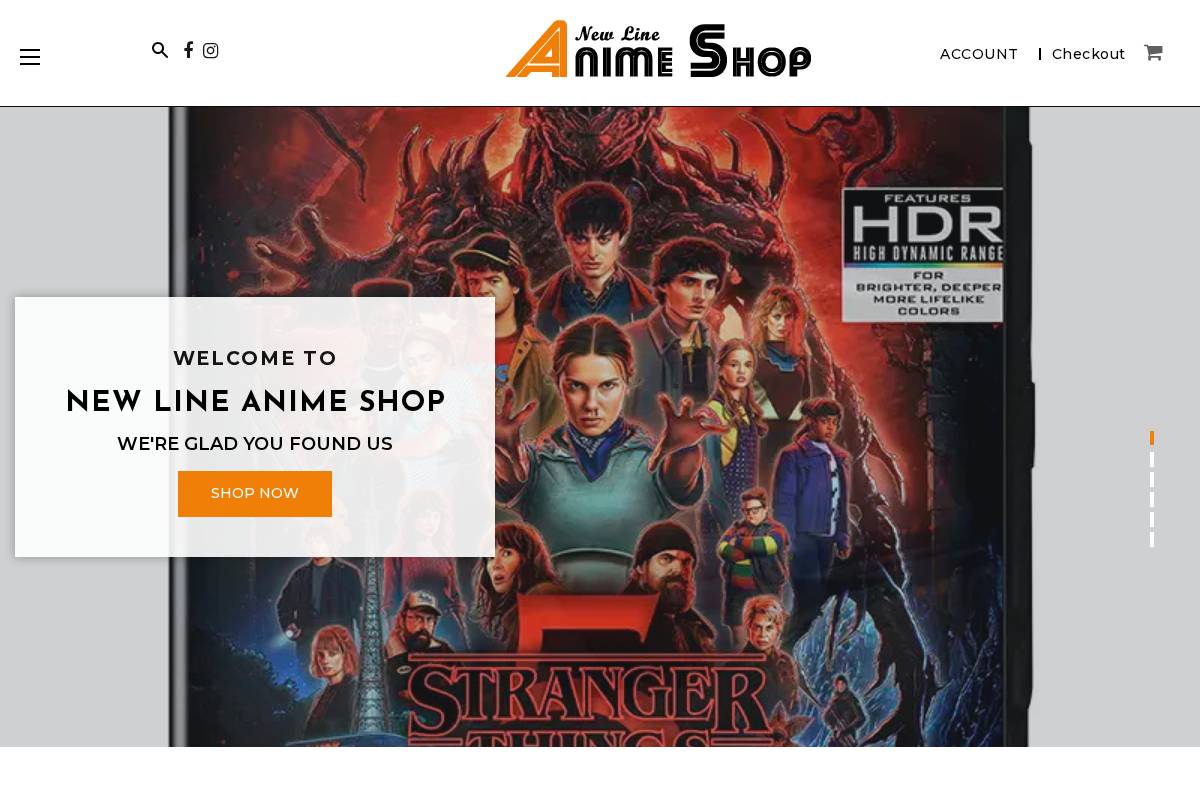 newlineanimeshop.com homepage screenshot