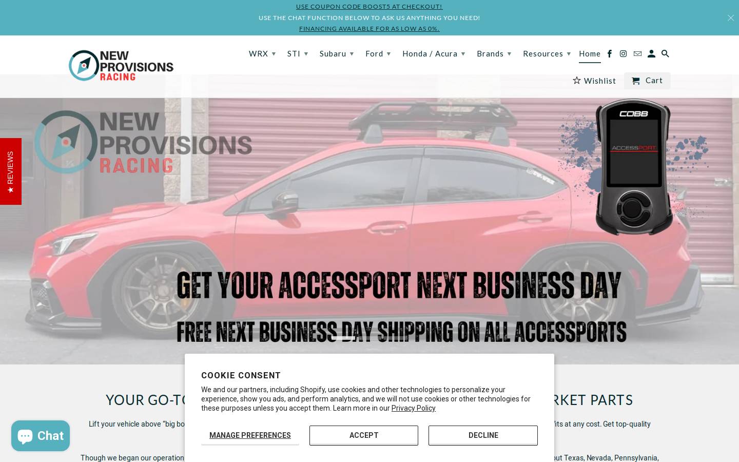 newprovisionsracing.com homepage screenshot