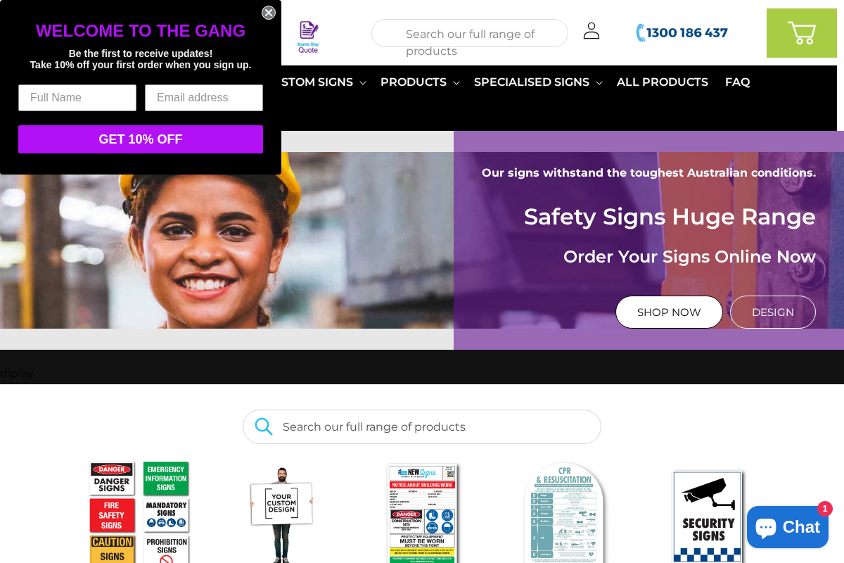 New Signs homepage screenshot