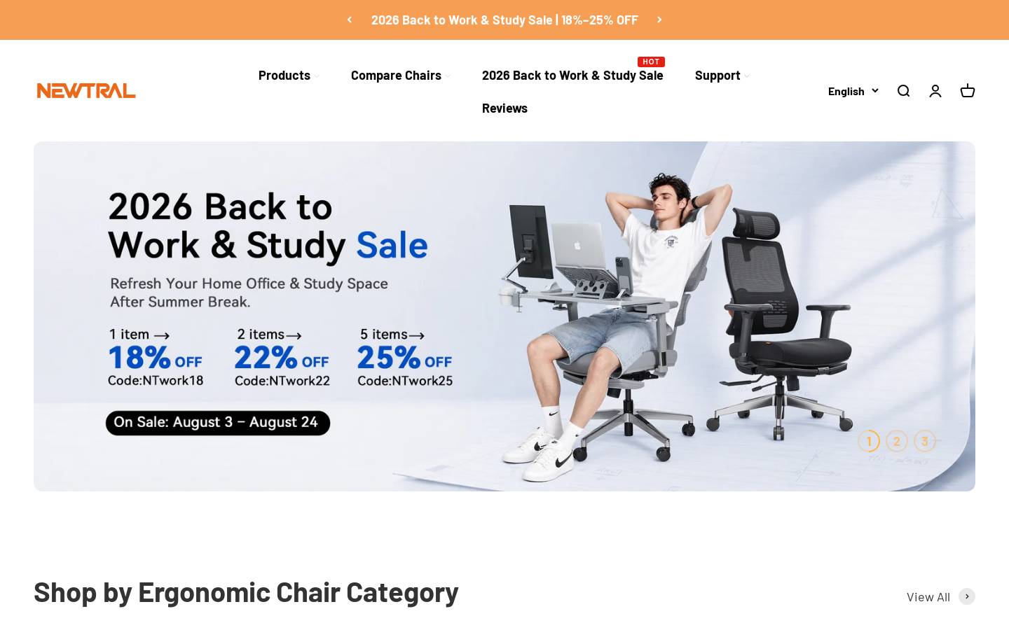 Newtralchair homepage screenshot