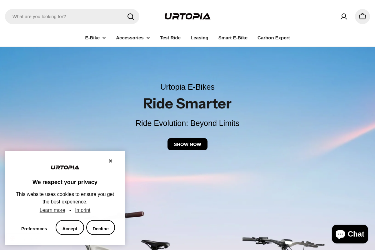 Urtopia EU homepage screenshot