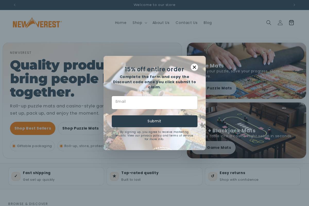 Newverest homepage screenshot