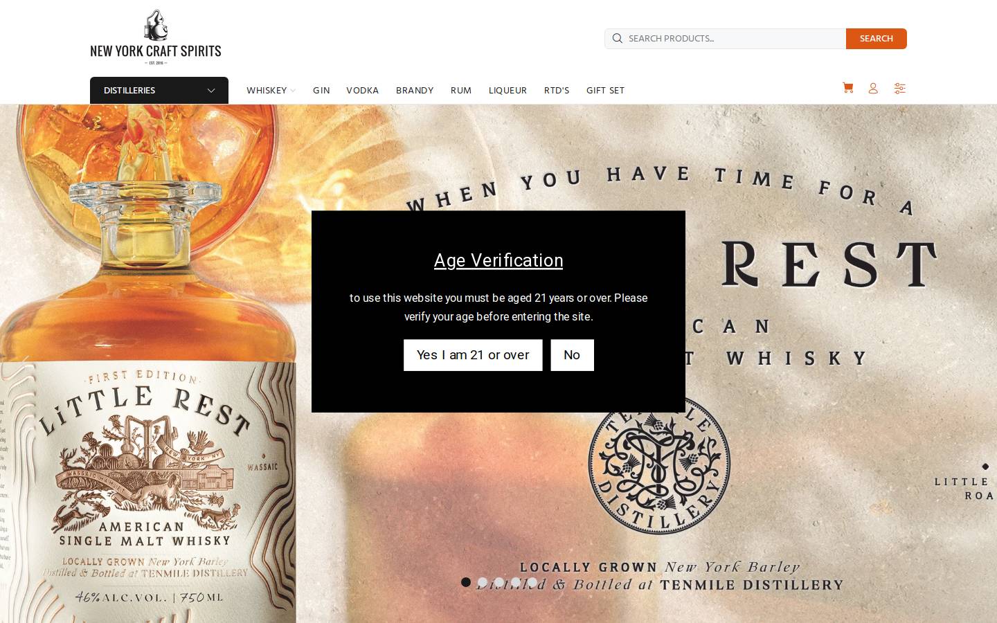 newyorkcraftspirits.com homepage screenshot