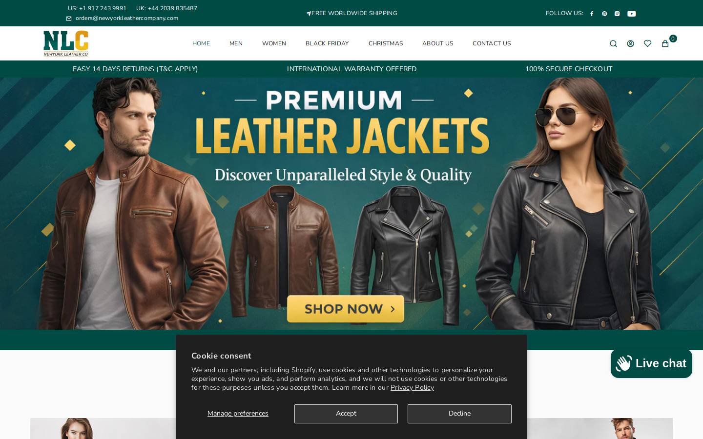 newyorkleathercompany.com homepage screenshot