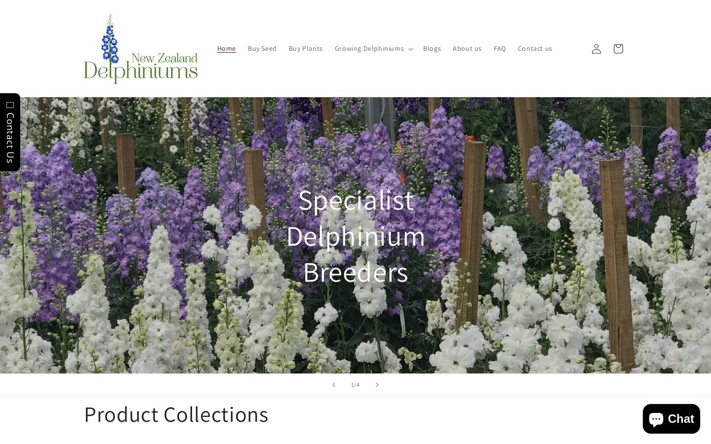 newzealanddelphiniums.com homepage screenshot