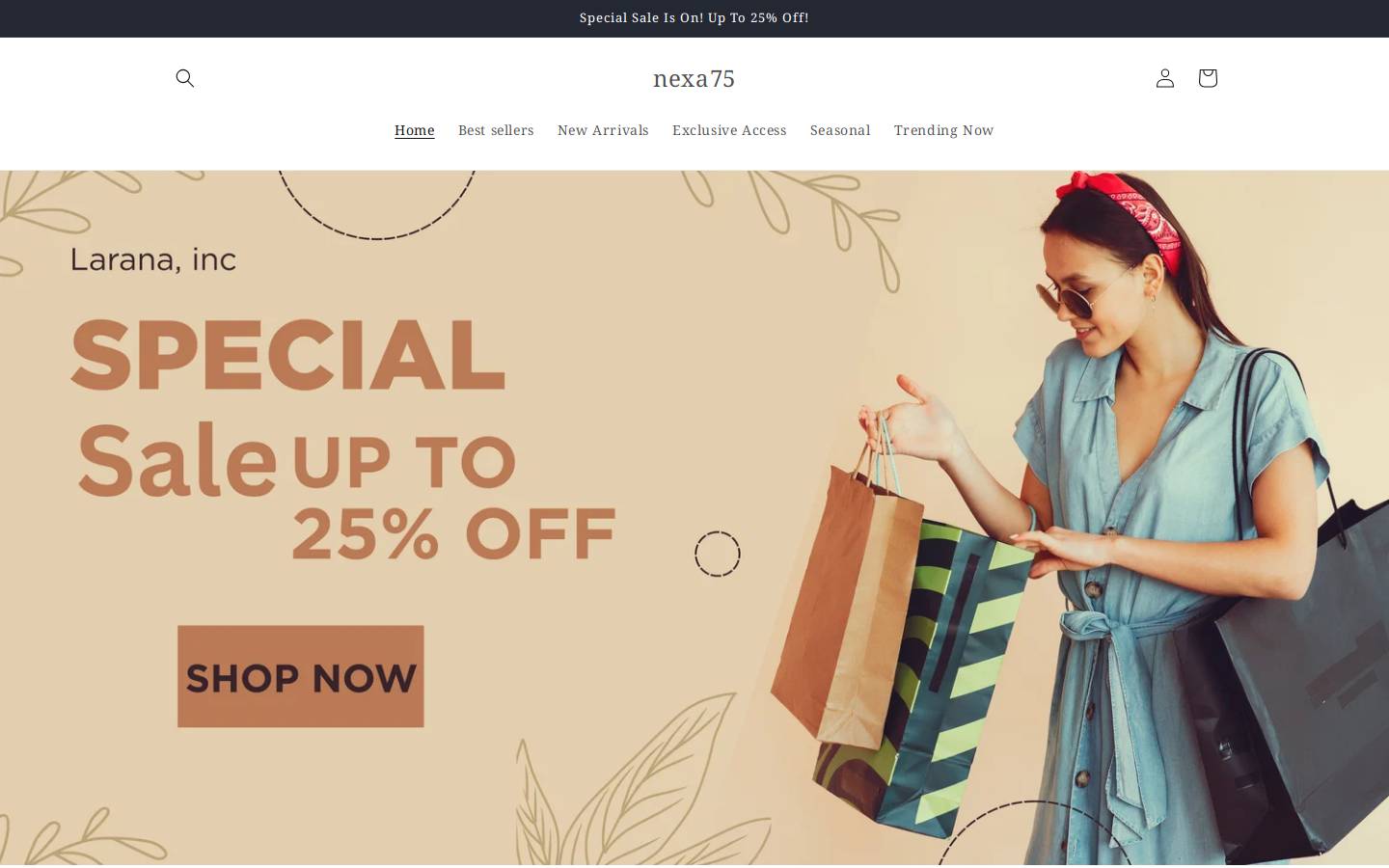 nexa75.store homepage screenshot