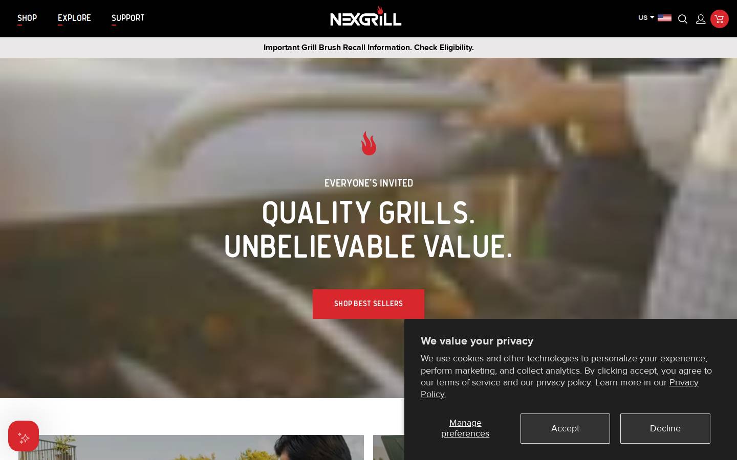 Nexgrill homepage screenshot