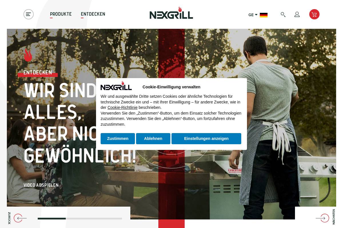 Nexgrill homepage screenshot