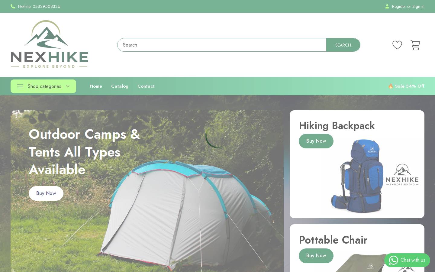 nexhike.store homepage screenshot
