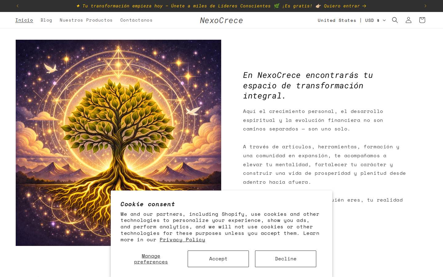 nexocrece.com homepage screenshot