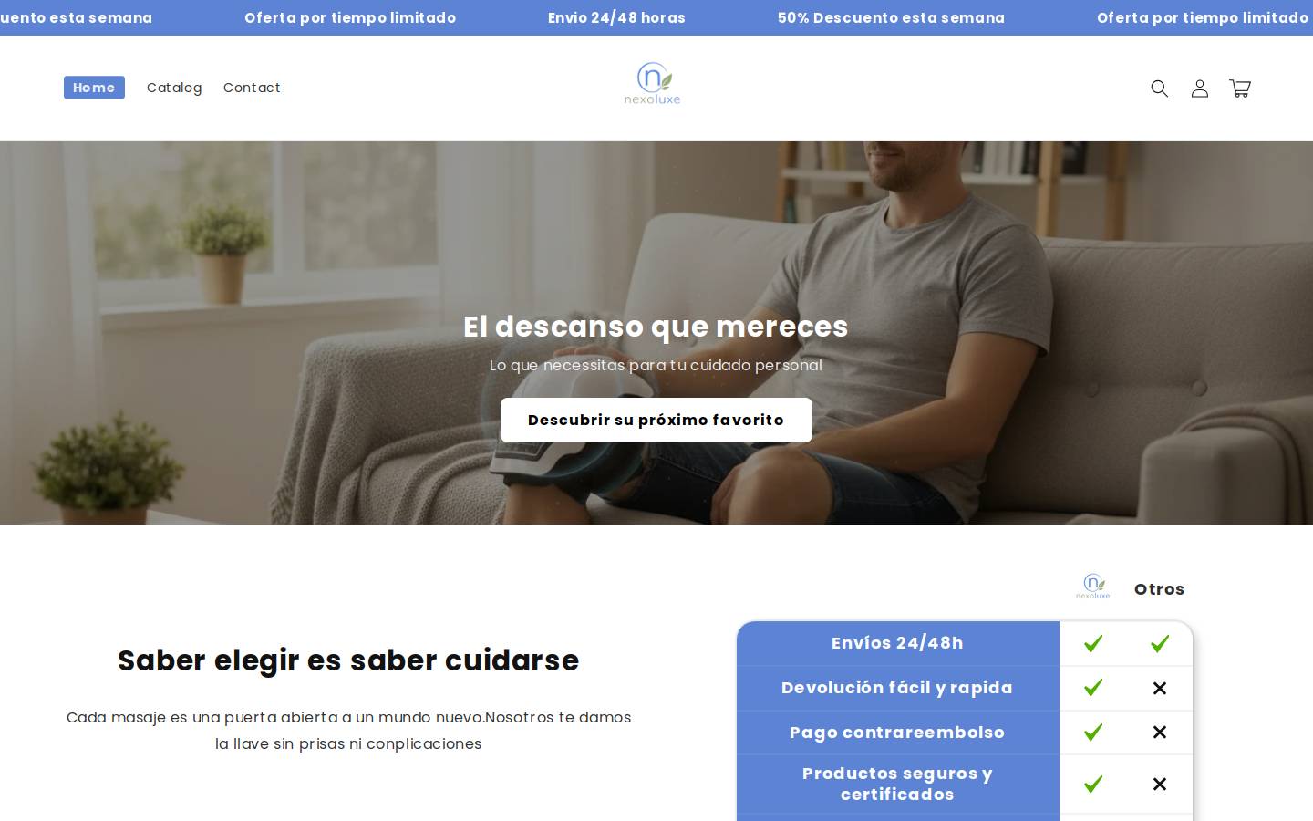 nexoluxe.com homepage screenshot