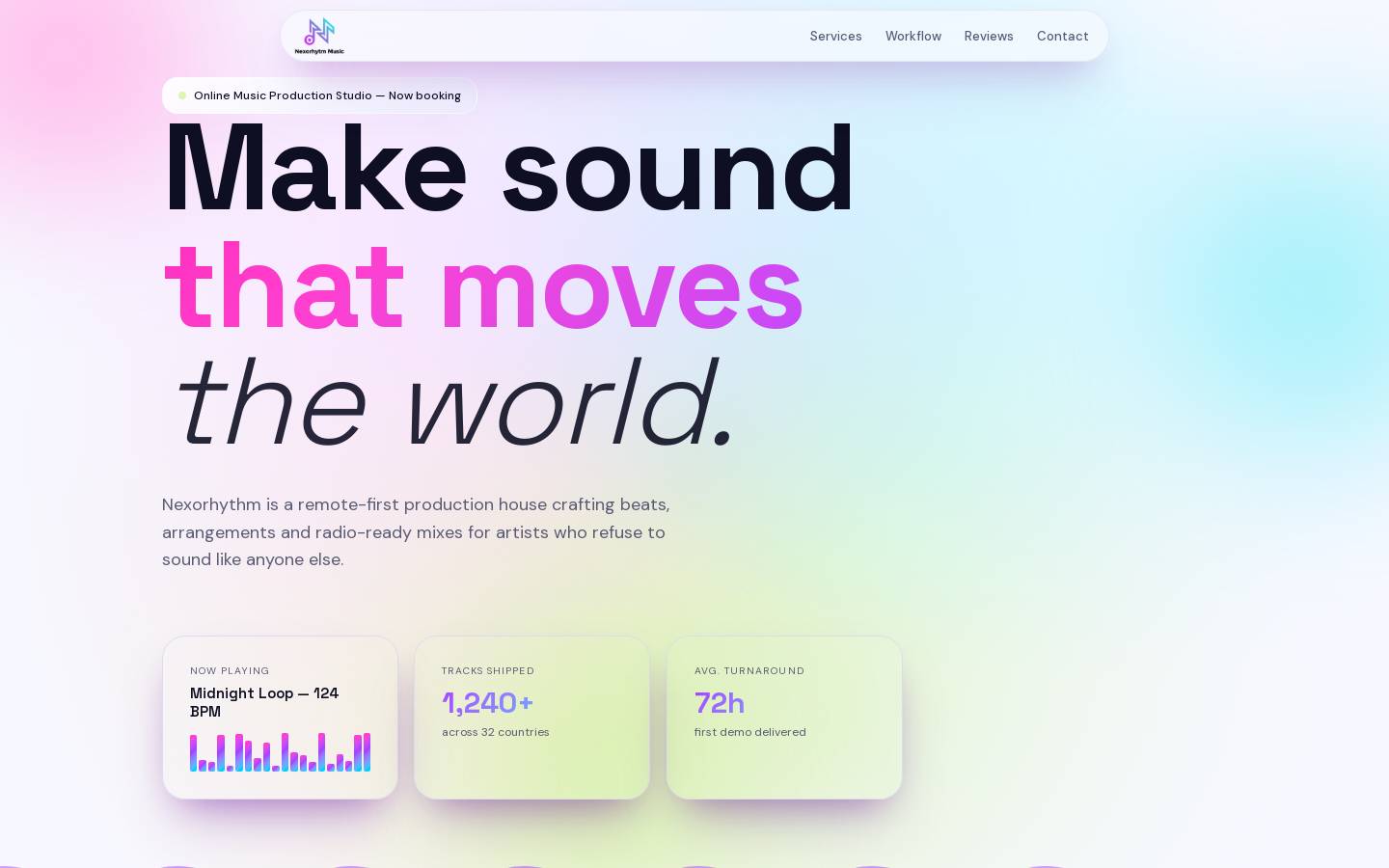 nexorhythmmusic.com homepage screenshot