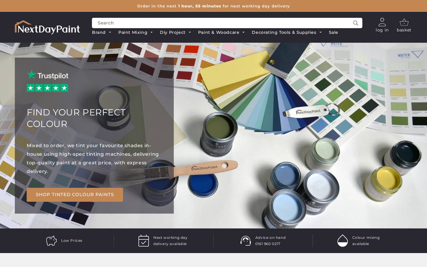 Next Day Paint homepage screenshot