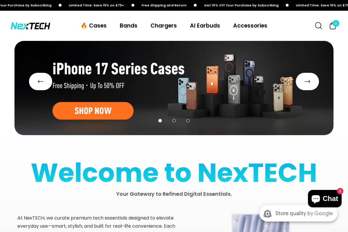 Nextech homepage screenshot