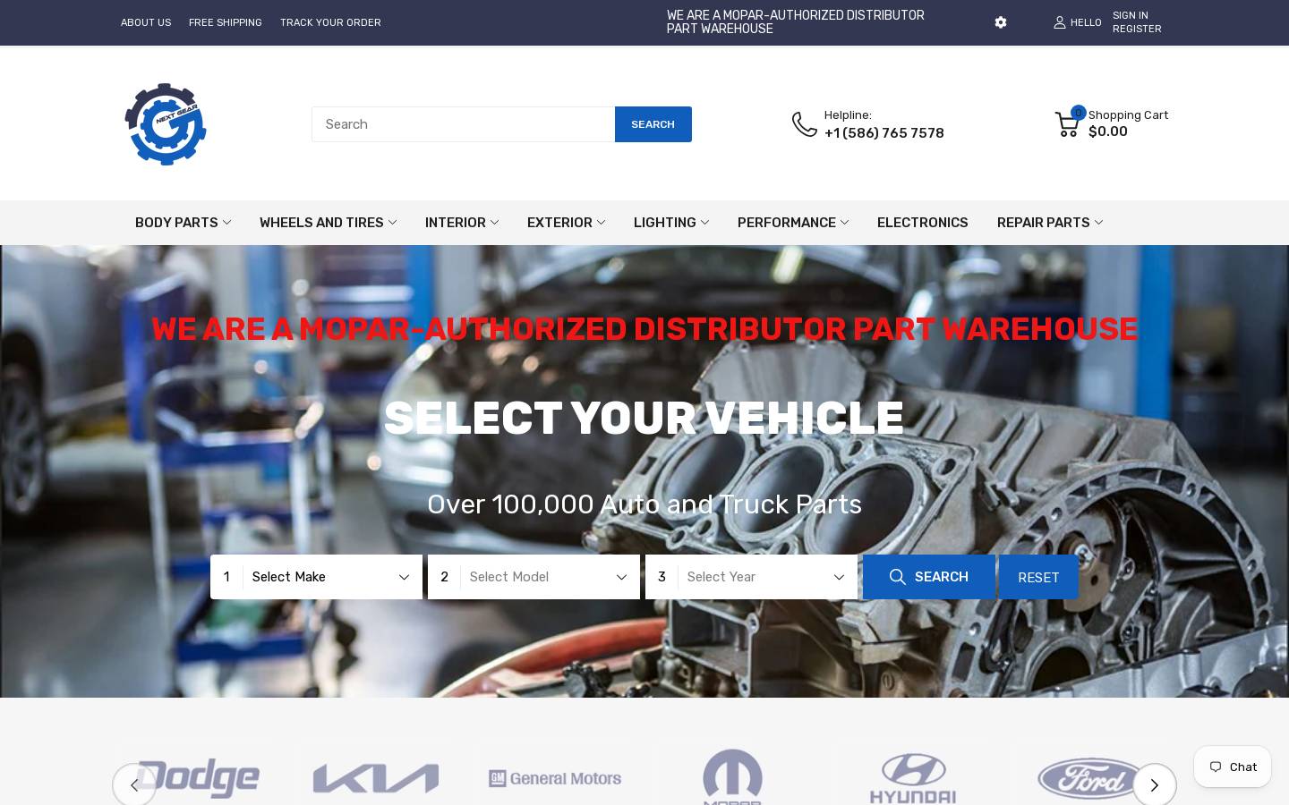 nextgearautoparts.com homepage screenshot