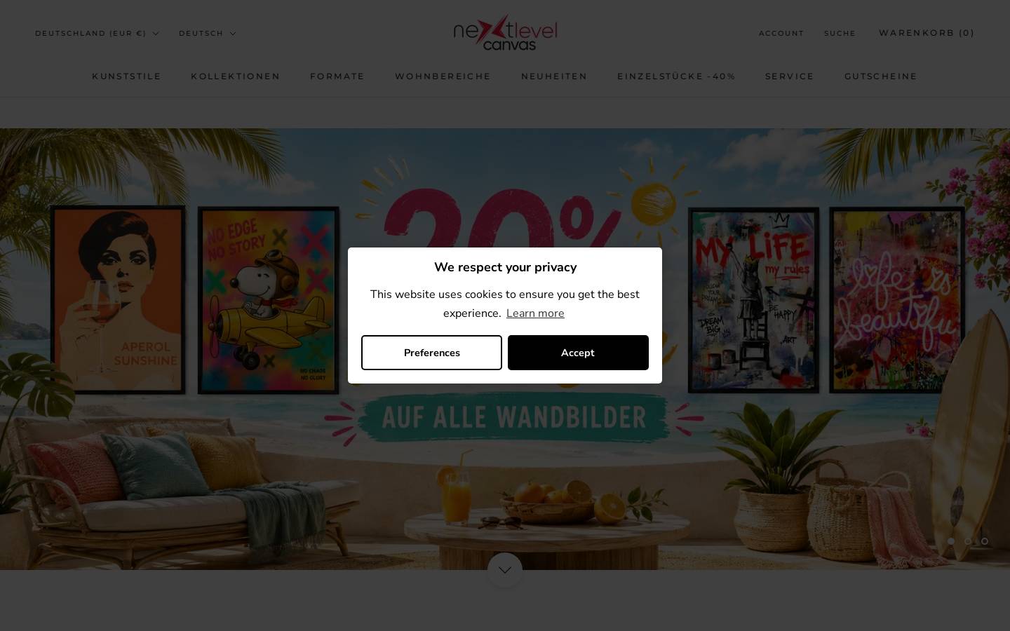 Next Level Canvas homepage screenshot