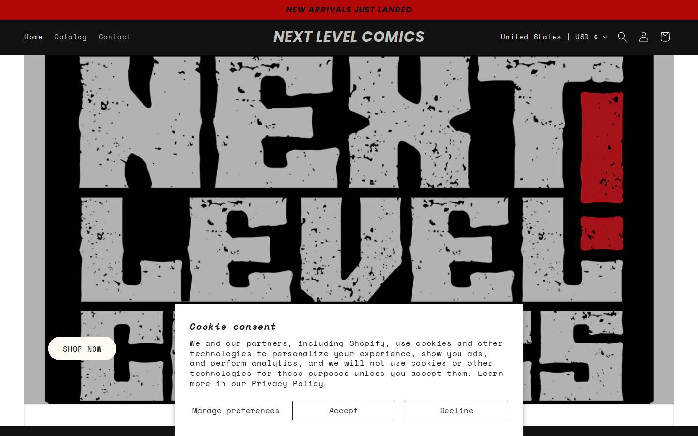 nextlevelcomics.com homepage screenshot