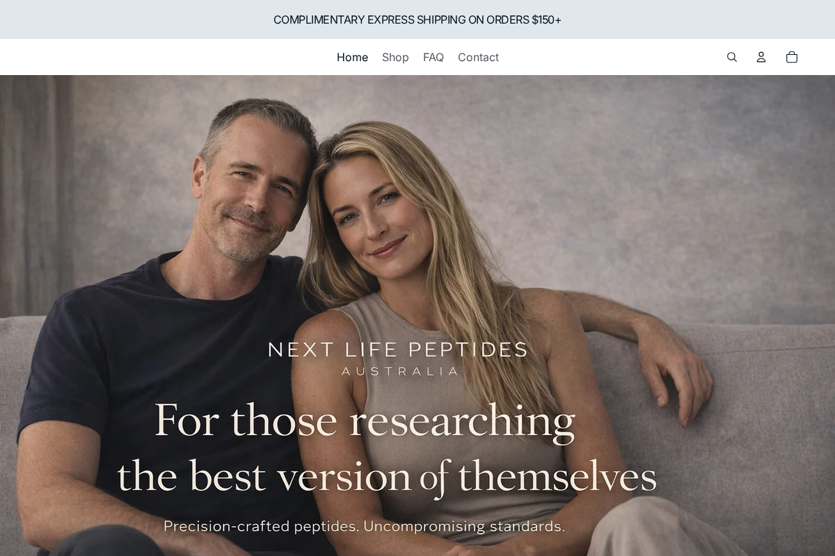 Next Life Peptides Australia homepage screenshot