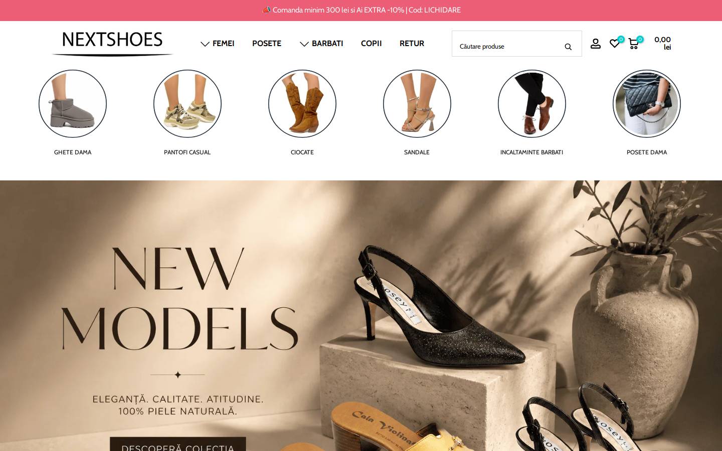 nextshoes.ro homepage screenshot