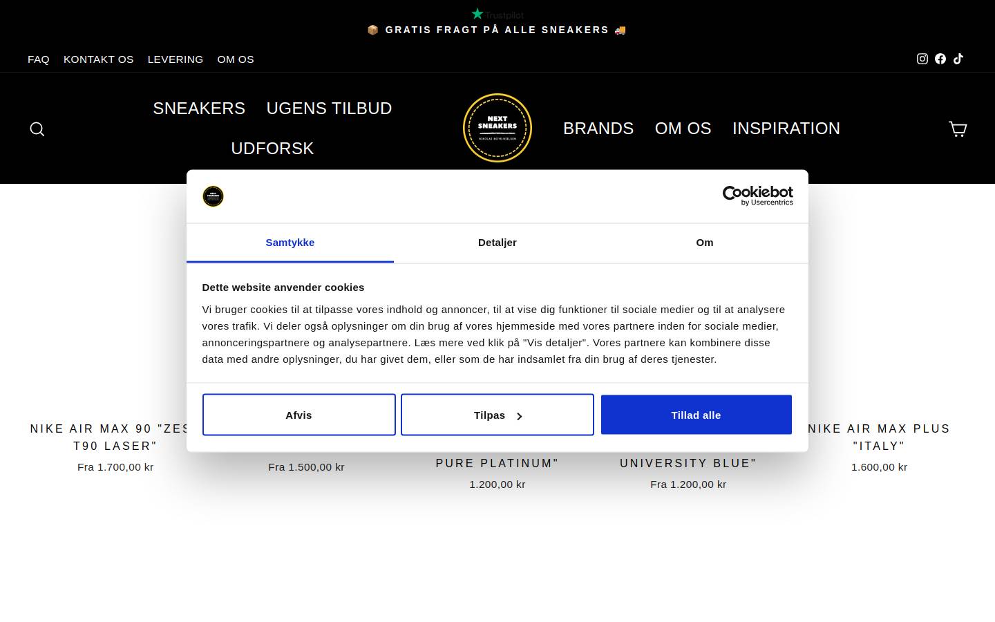 Nextsneakers homepage screenshot