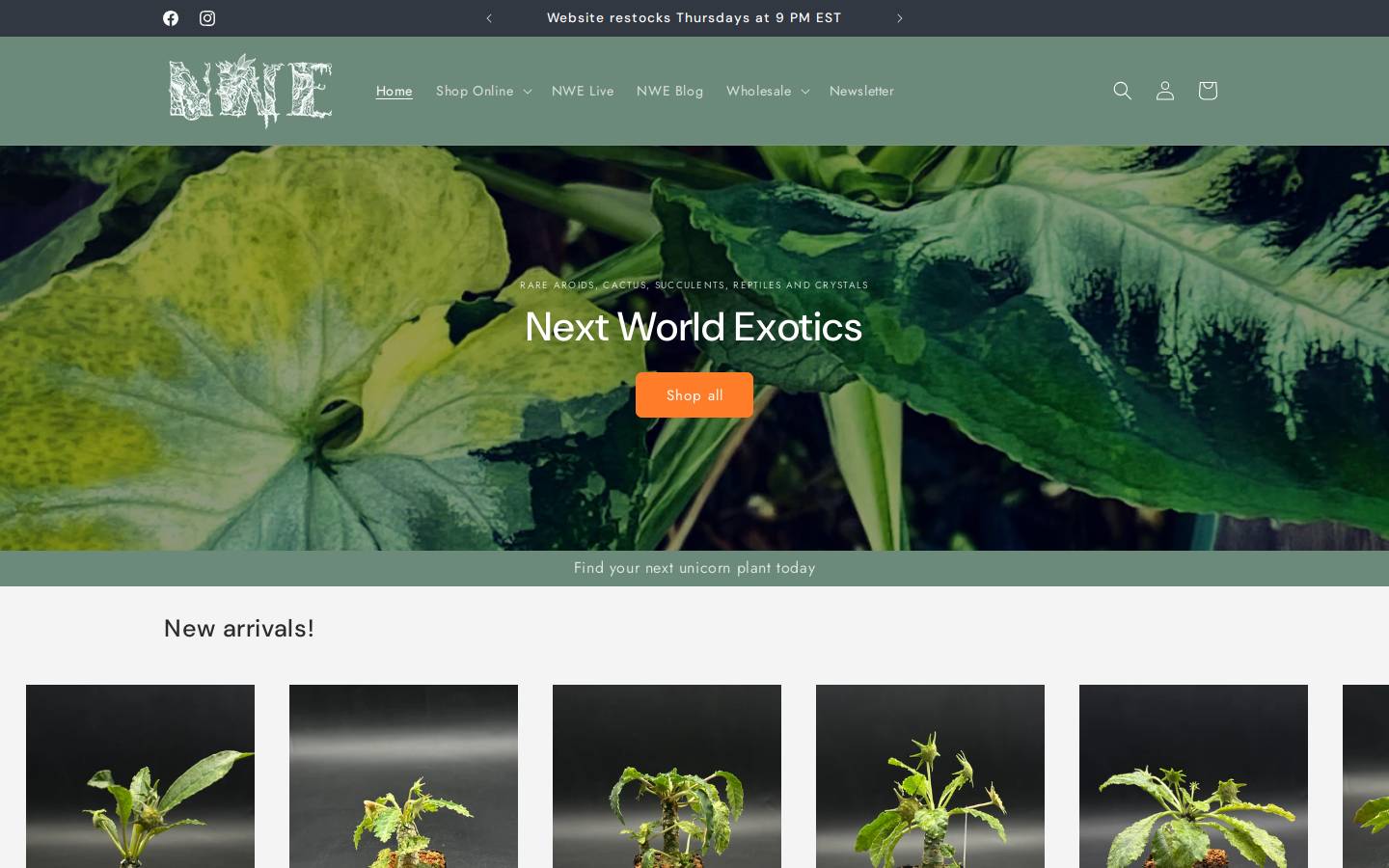nextworldexotics.com homepage screenshot