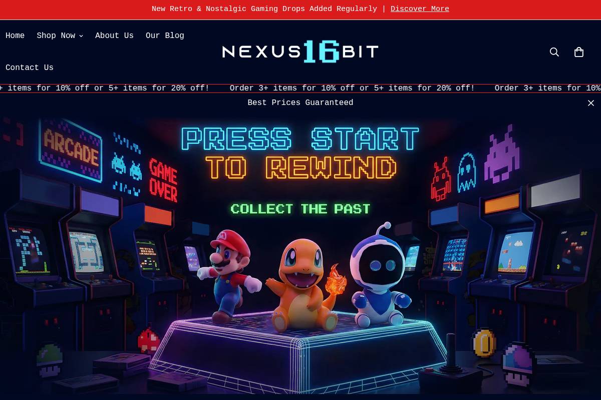 nexus16bit.com homepage screenshot