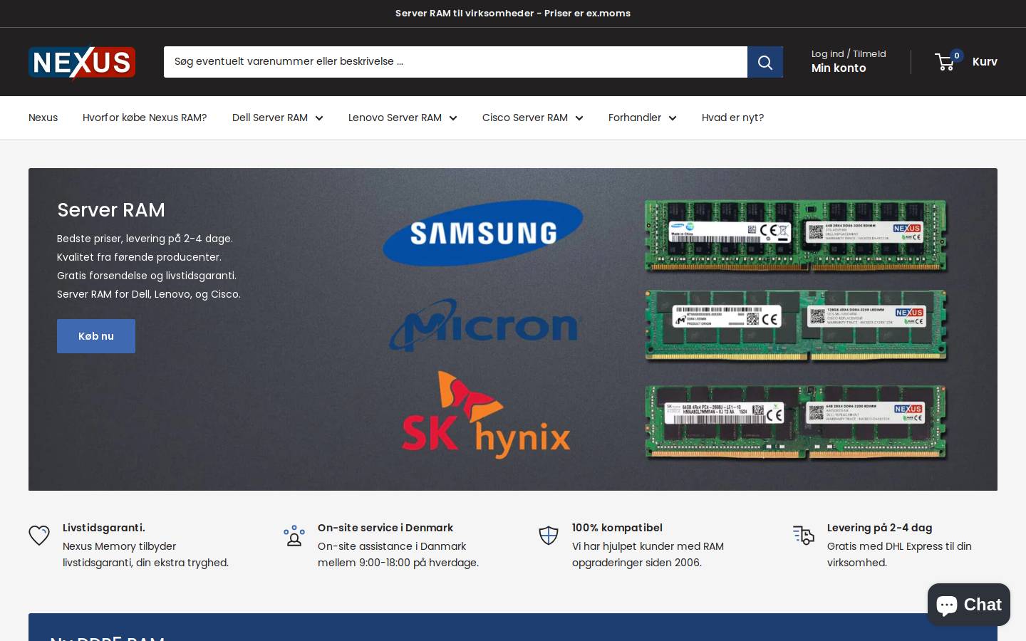 nexusmemory.com homepage screenshot