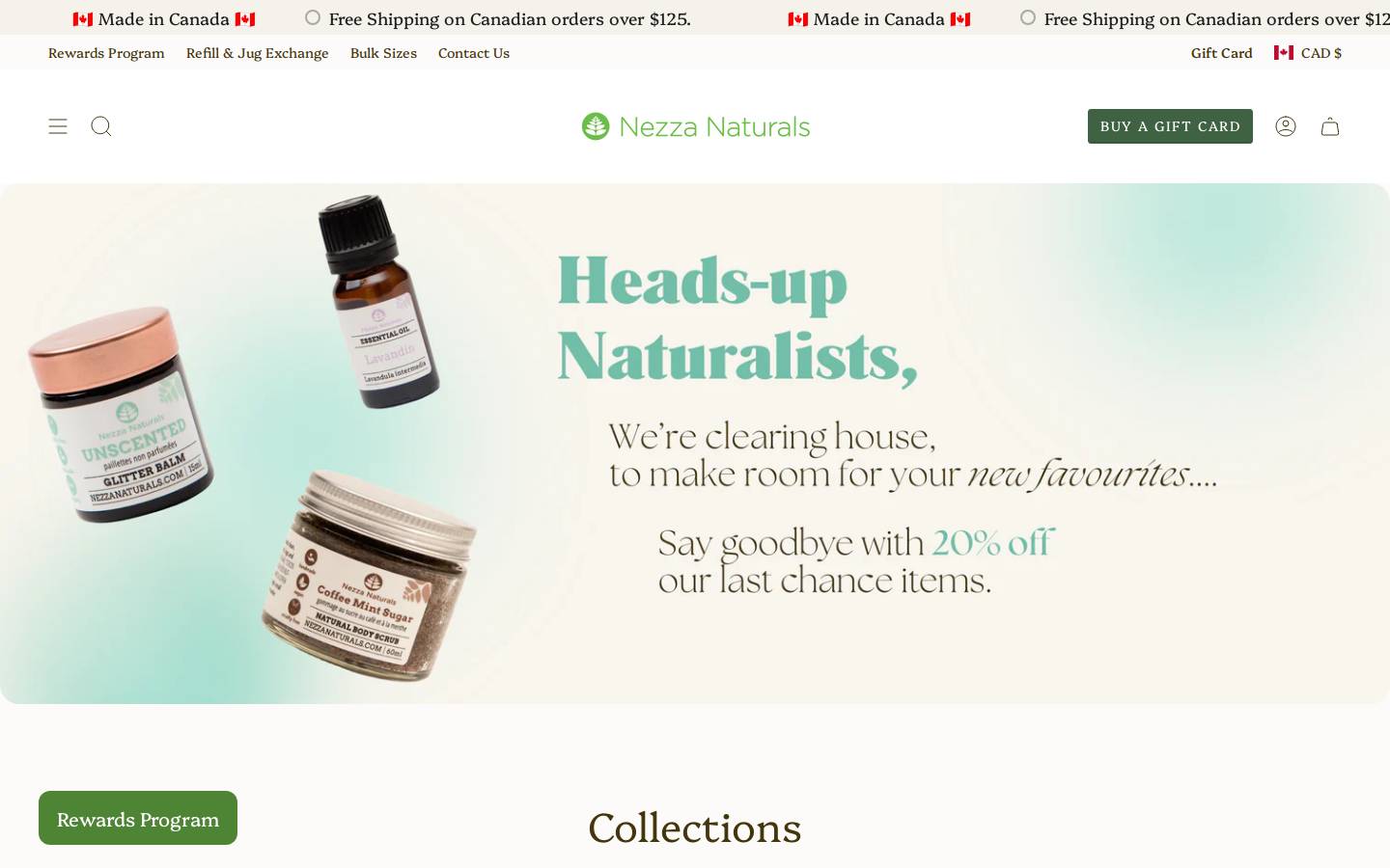nezzanaturals.com homepage screenshot