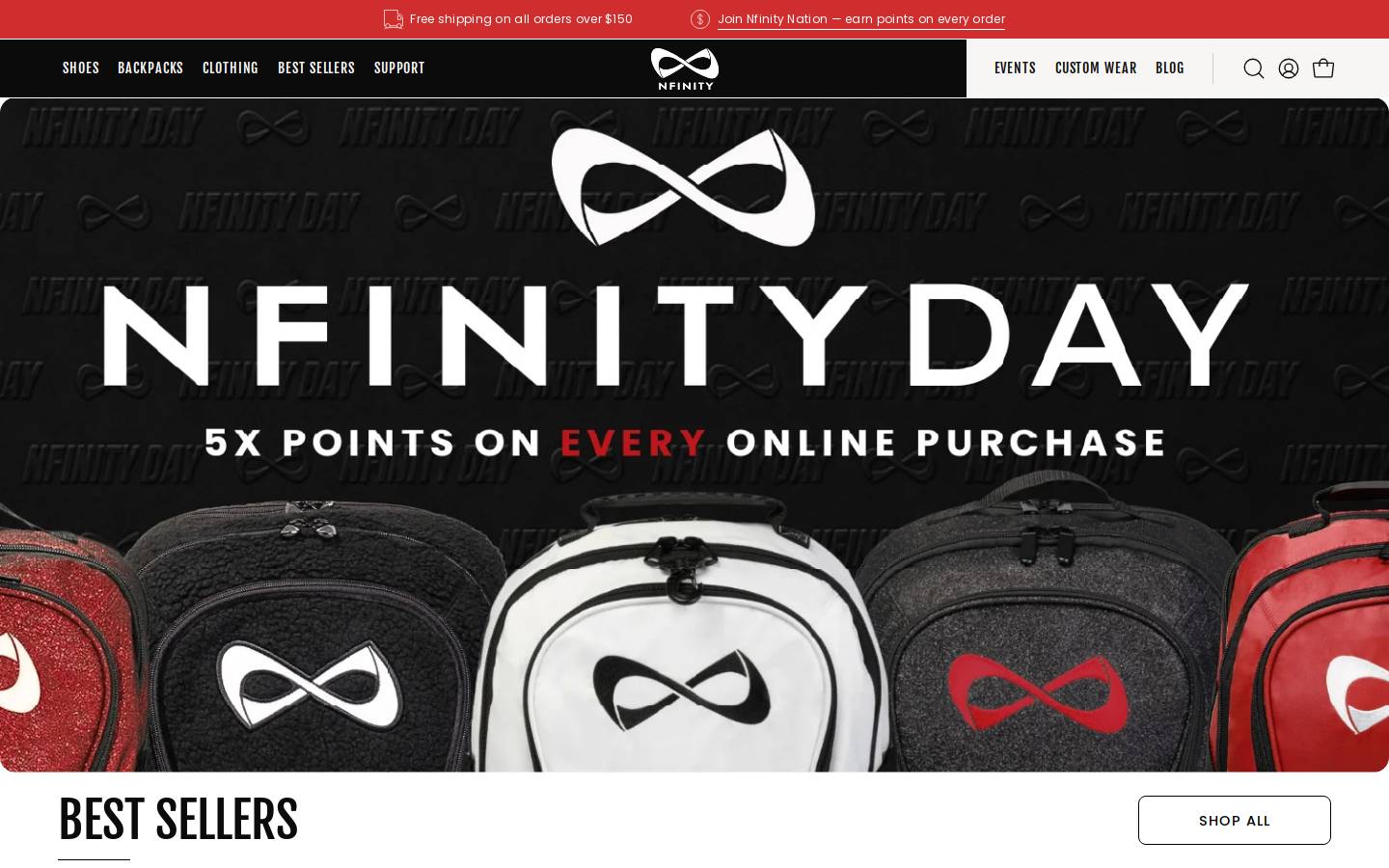 Nfinity Athletic homepage screenshot
