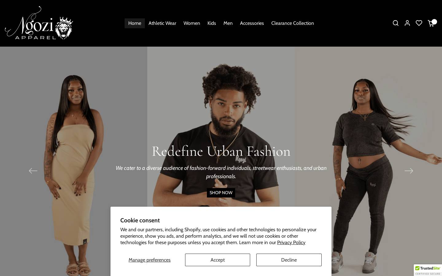 ngoziapparel.com homepage screenshot