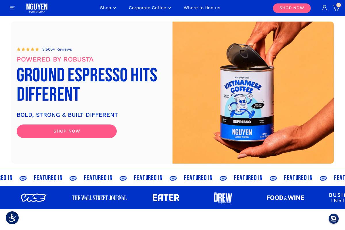 nguyencoffeesupply.com homepage screenshot
