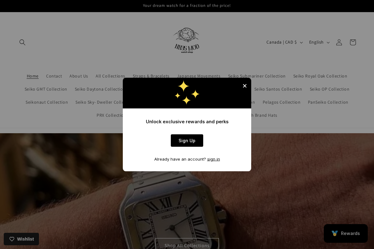NH35 Mod Watch Shop homepage screenshot