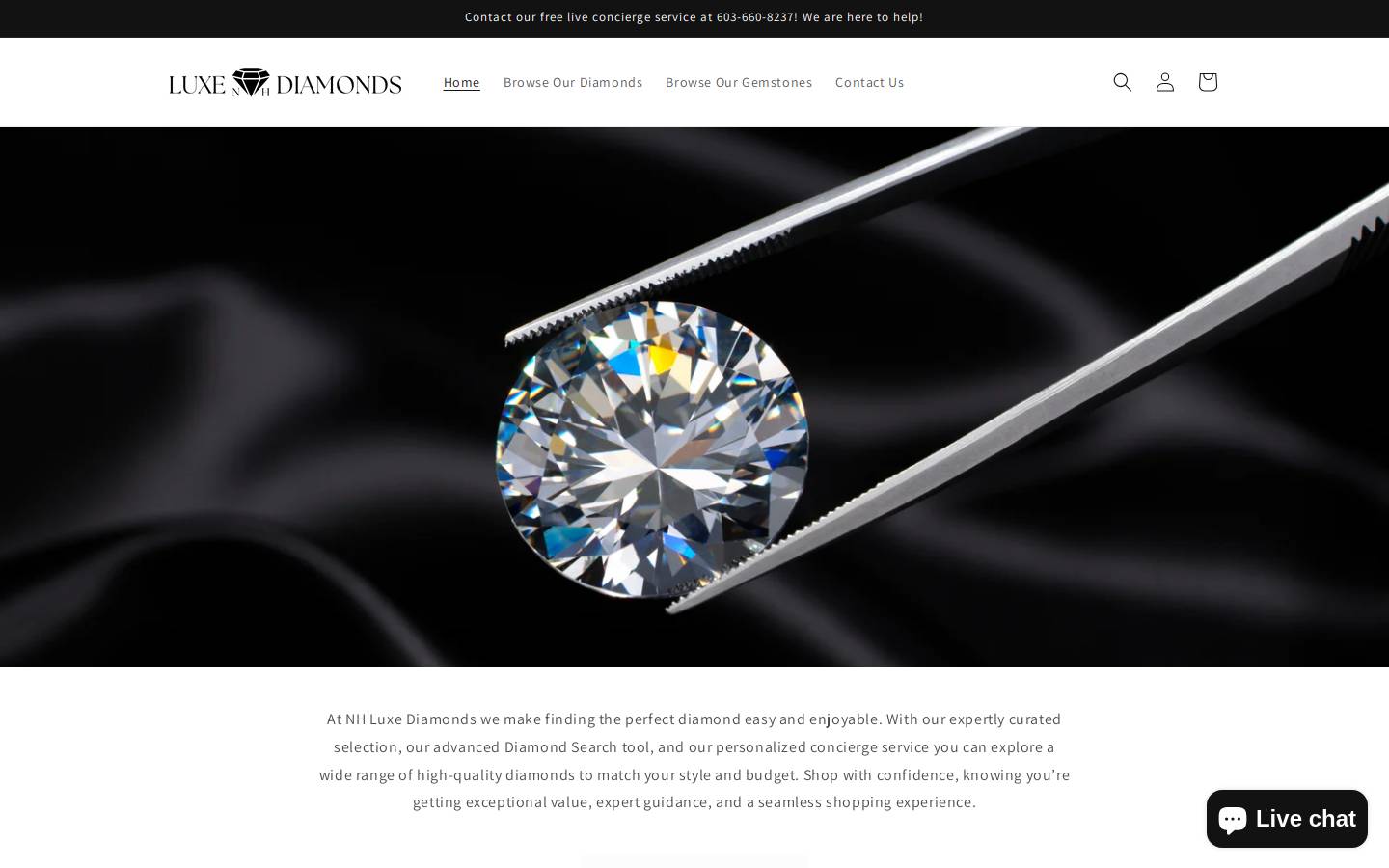 nhluxediamonds.com homepage screenshot