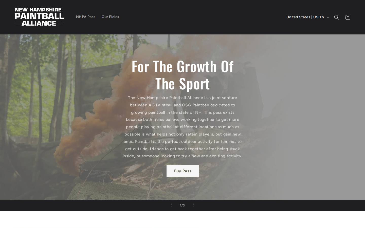 nhpaintball.com homepage screenshot