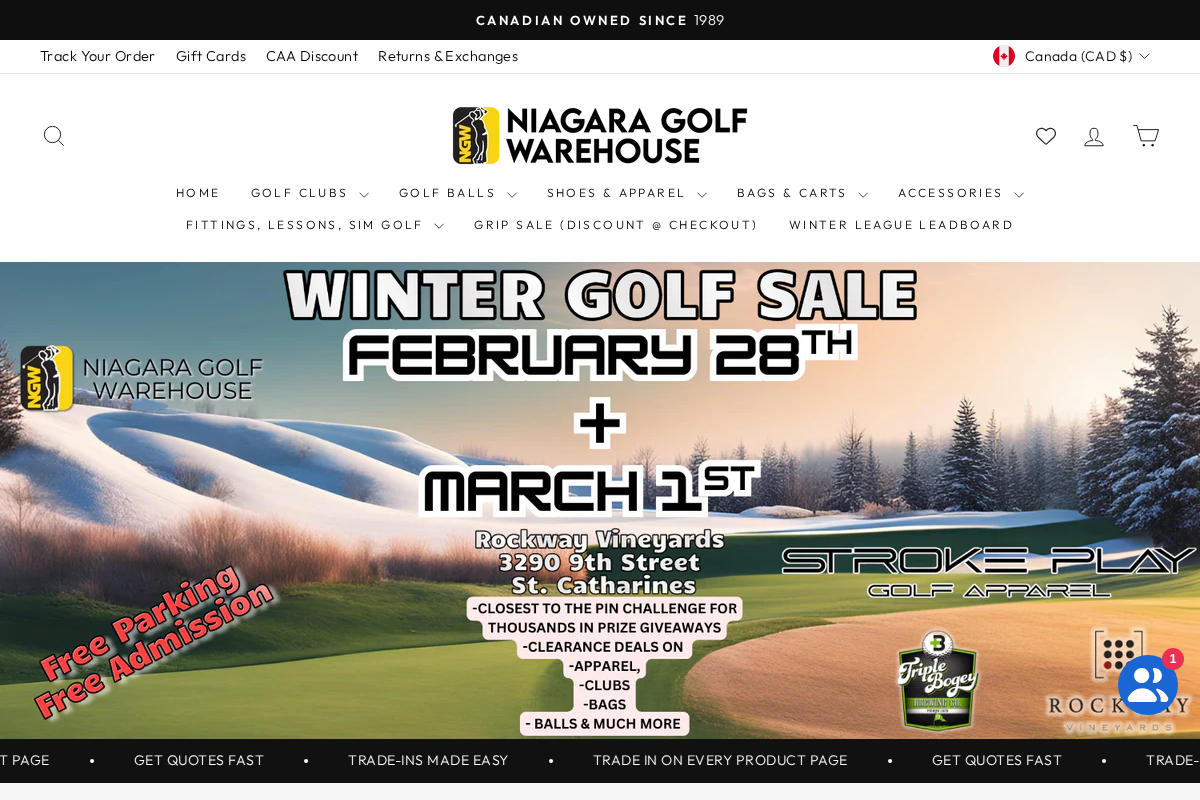 Niagara Golf Warehouse homepage screenshot