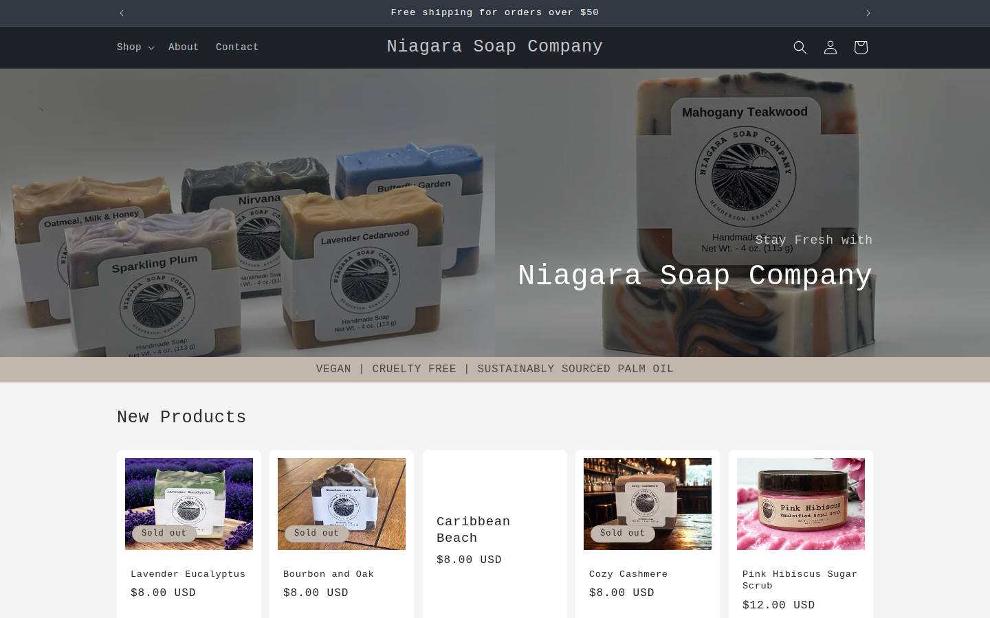 niagarasoap.com homepage screenshot