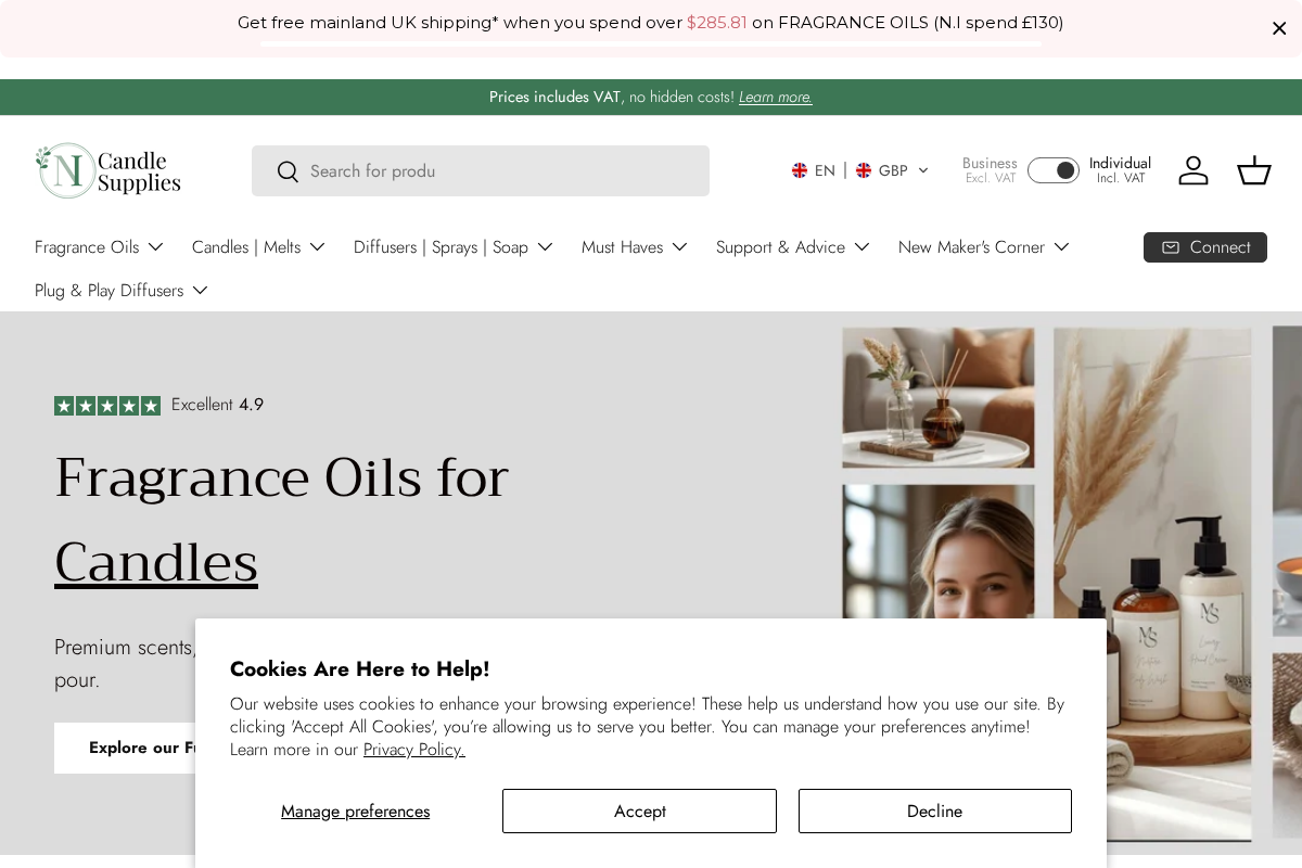 NI Candle Supplies Ltd homepage screenshot