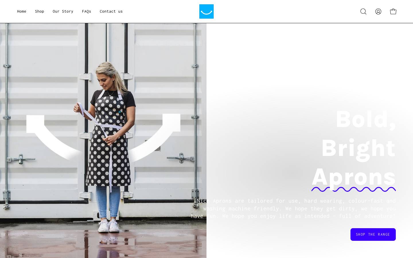 niceaprons.com homepage screenshot