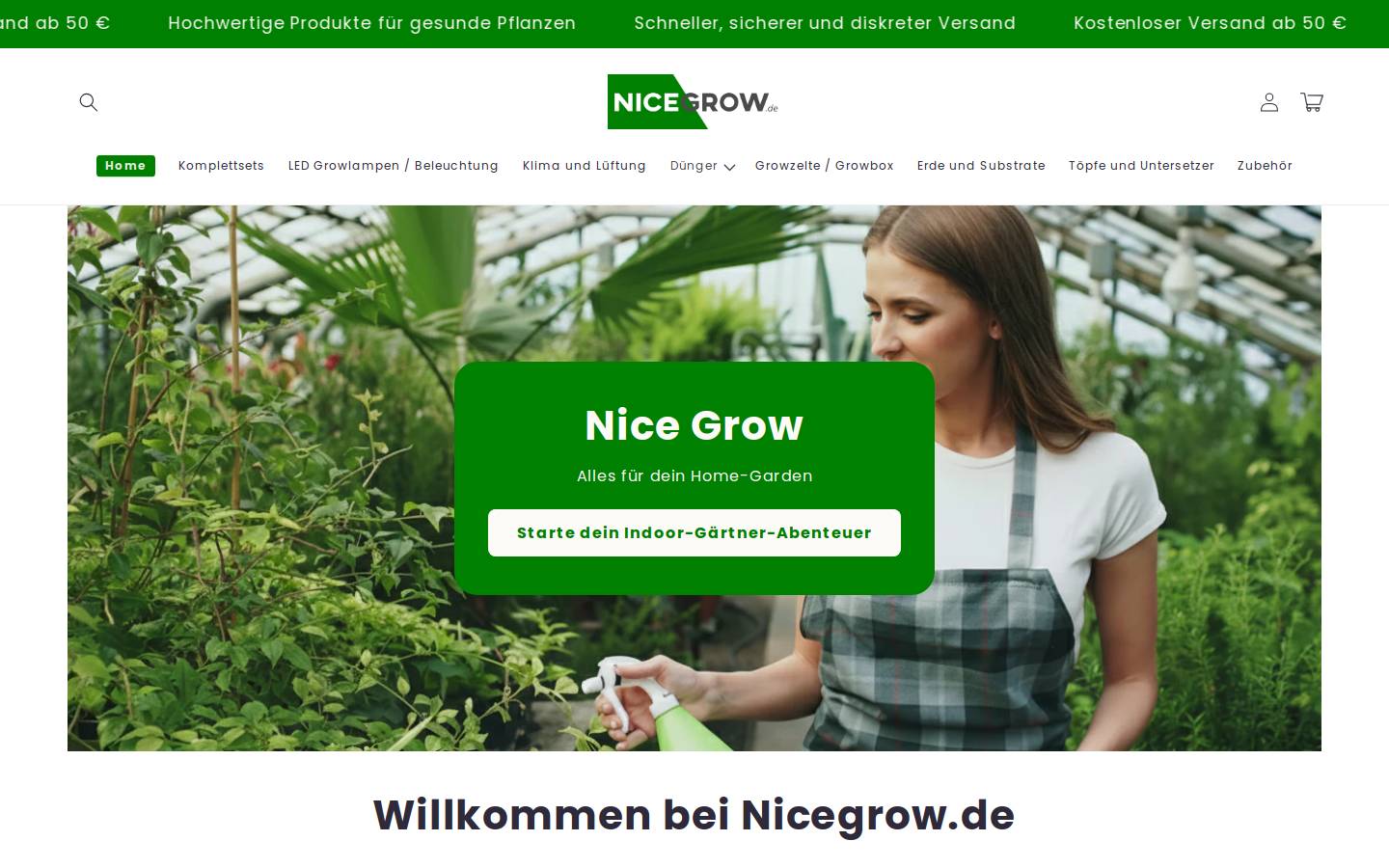Nicegrow homepage screenshot