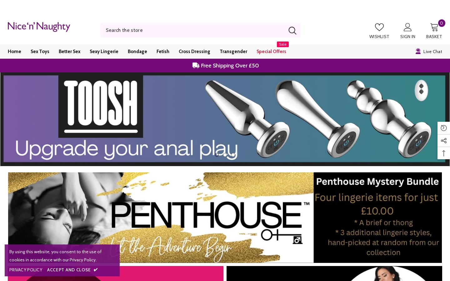 Nice 'n' Naughty homepage screenshot