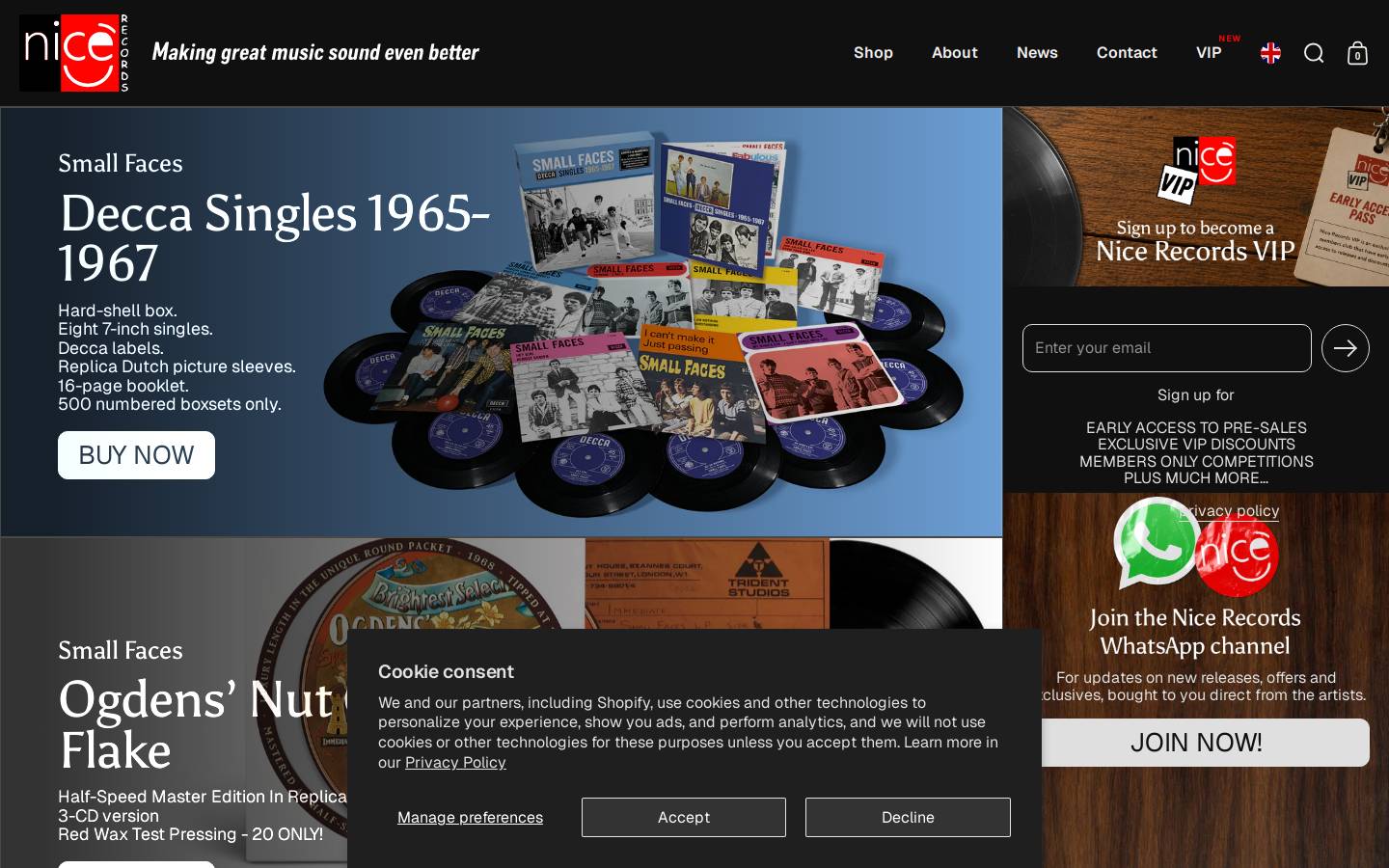 Nice Records homepage screenshot