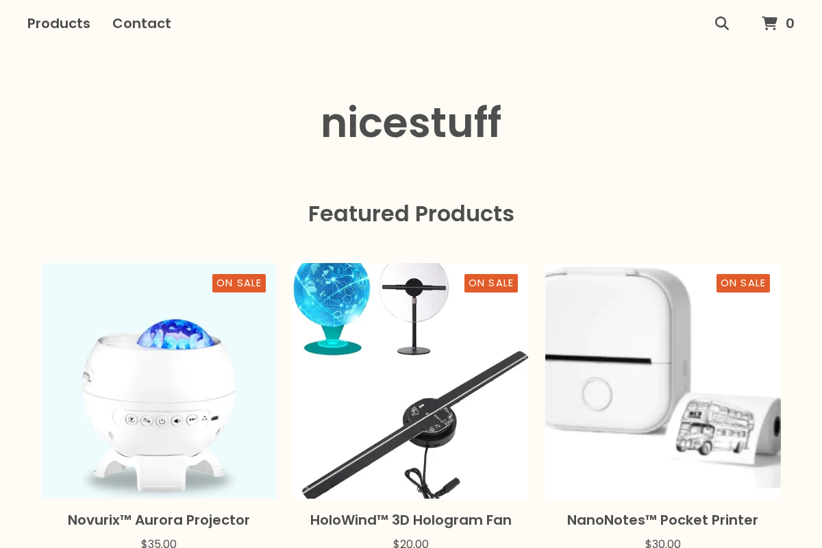 nicestuff.bigcartel.com homepage screenshot