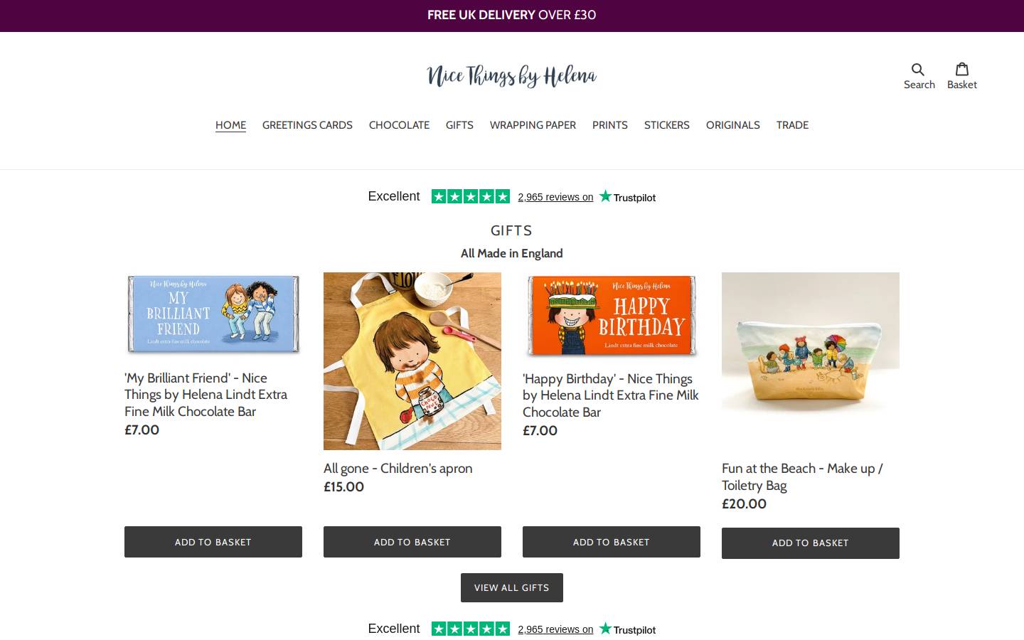 Nice Things by Helena homepage screenshot