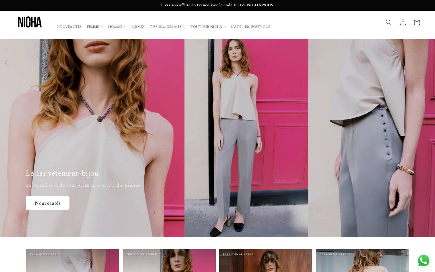 nichaparis.com homepage screenshot